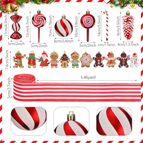 Gingerbread Ornaments Set - 43 Pcs with Santa, Candy & Snowflakes (Variation: Gingerbread Snowflakes)