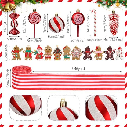 Gingerbread Ornaments Set - 43 Pcs with Santa, Candy & Snowflakes (Variation: Gingerbread Snowflakes)