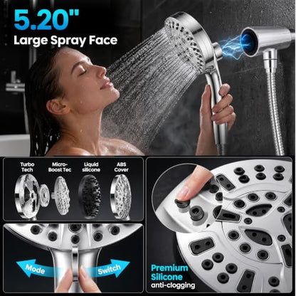 Chrome Handheld Mag Shower Head with 10 Modes & Filtered Power Wash - 1.9 GPM
