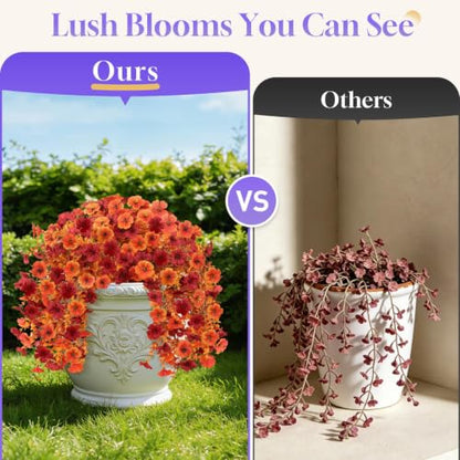 Artificial Hanging Fall Flowers - UV Resistant Orange Red 2 Pack