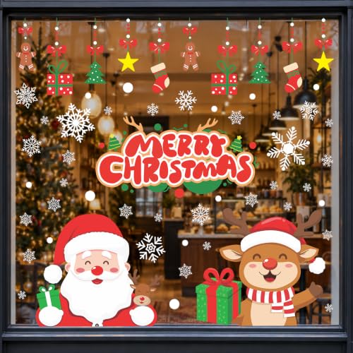 71 PCS Christmas Window Clings for Glass Snowflakes & Holiday Decor