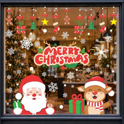 71 PCS Christmas Window Clings for Glass Snowflakes & Holiday Decor