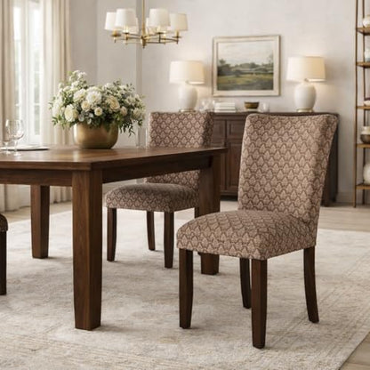 HomePop Parsons Dining Chair - Blue & Brown Damask, Single Pack - Classic Modern Accent