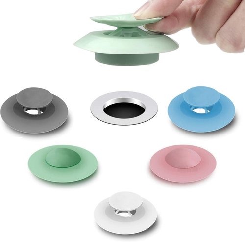 Bathtub Drain Stopper - 5 Pack Silicone Tub Stopper and Hair Catcher, Shower Drain Cover Strainer, Easy Install and Clean, Protects Bathroom and Kitchen Drains from Hair and Debris