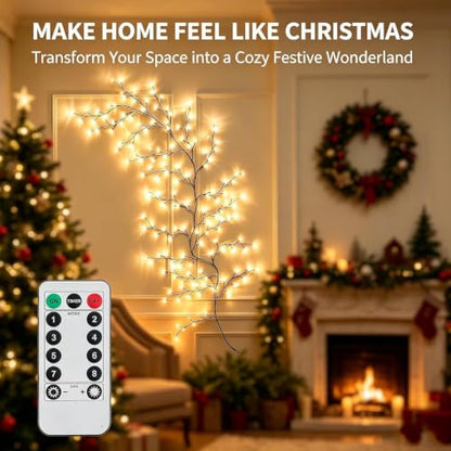 Warm White Enchanted Willow Vine Lights for Wall - 5.9ft, 96 LEDs, Remote Control