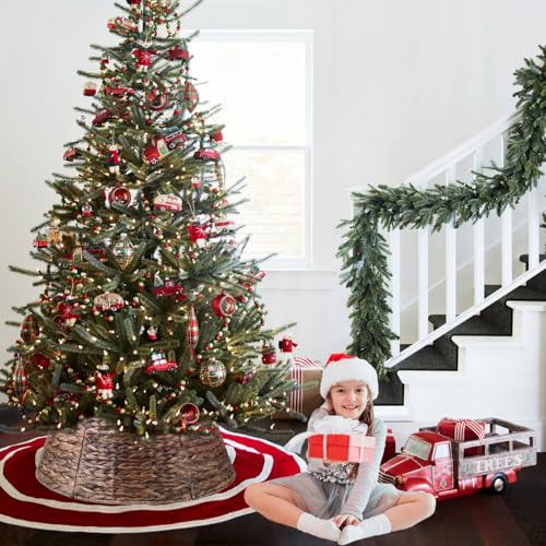 Brown 26-Inch Wicker Christmas Tree Collar Basket Cover Rustic Decor