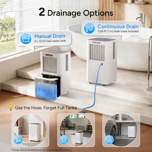 Dehumidifier for 2600 Sq.Ft. Basements & Rooms - 38 Pint Energy Star, 3 Modes, Drain Hose
