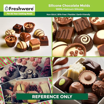 Freshware Silicone Chocolate Molds - [2PK] 30 Cavity Mini Candy Molds, Nonstick Silicone Bakeware for Chocolate, Candy, Gummy, Biscuit or Wax