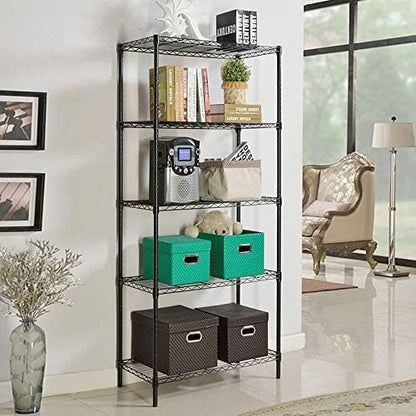 BestOffice 5-Tier Wire Storage Shelves - Heavy-Duty Metal | Adjustable Racks | 36x14x72 | Black | Holds Up to 1000 lbs | No-Tool Assembly for Home & Garage