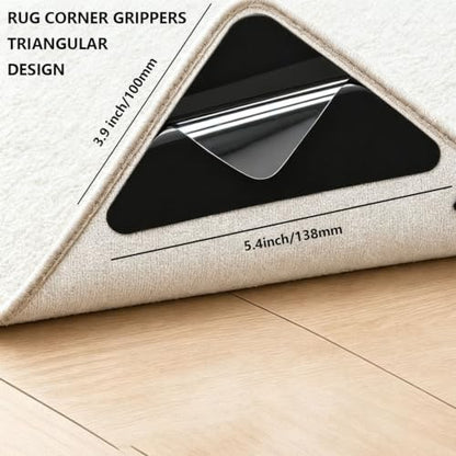 Triangular Rug Grippers for Hardwood Tile Floors - 16 Pcs - Medium