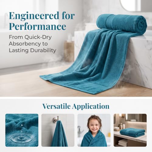 Black Luxury Bath Towels 3 Pack - Ultra Soft, Skin-Friendly, Low-Lint Set
