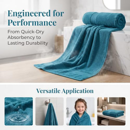 Black Luxury Bath Towels 3 Pack - Ultra Soft, Skin-Friendly, Low-Lint Set