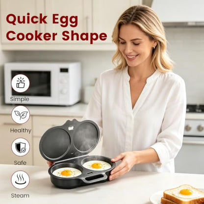 Dark Gray Dual Cavity Microwave Egg Poacher with Lid & Handle - 1pcs
