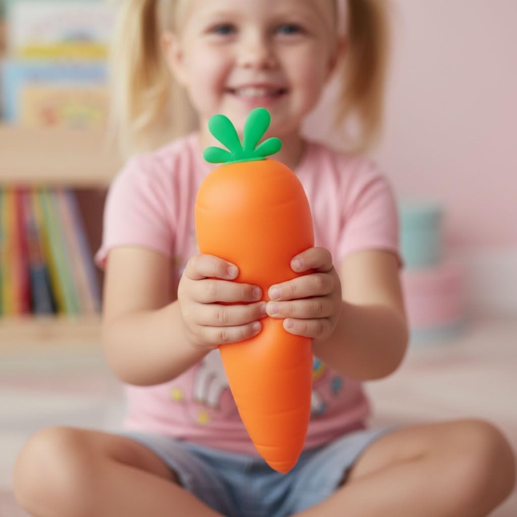 Skiennix Carrot Stress Relief Toy - Realistic Moldable Giant Carrot Fidget Ball for Relaxation | Ideal Easter Basket Gift
