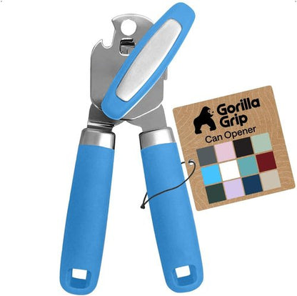 GORILLA GRIP Heavy Duty Can Opener - Stainless Steel with Comfortable Handle | Multifunctional Kitchen Tool in Aqua