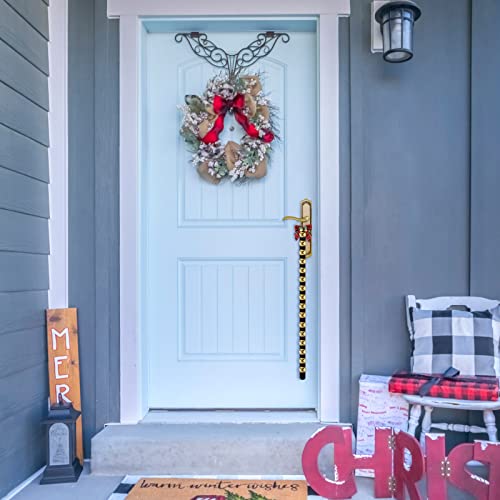 Door Knob Hanging Sleigh Bells Set, 2 Pcs 30 Inch Jingle Bells with Bow Knots