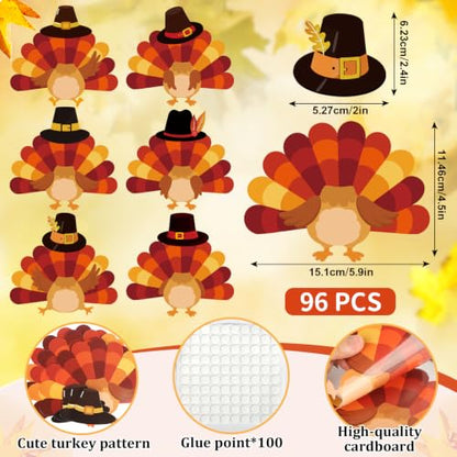 Thanksgiving Turkey Paper Cutouts Set - 48 Pieces for Fall Decor & Crafts - Variation of THIS listing
