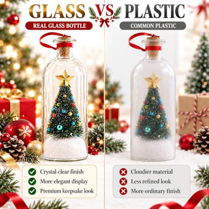 Recordable Christmas Tree Ornament in Glass Bottle - 30 Sec Voice Keepsake with Scene