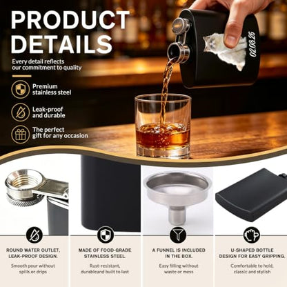 Personalized 8 oz Flask with Custom Photo Engraving - Double-Sided Stainless Steel, Leak-Proof Cap, Portable Gift