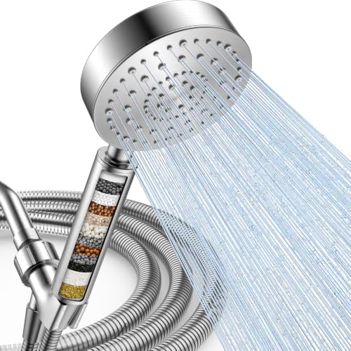 High Pressure Stainless Steel Handheld Shower Head with Filter and 6ft Hose