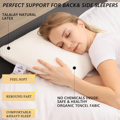 Natural Latex King Pillow - Pressure Relief Support Eco-Friendly Sleep