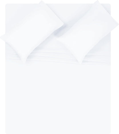 Skiennix Queen Sheet Set - Ultra Soft Double Brushed Microfiber Bedding | 4-Piece Deep Pocket, Wrinkle-Free, Easy Care - White