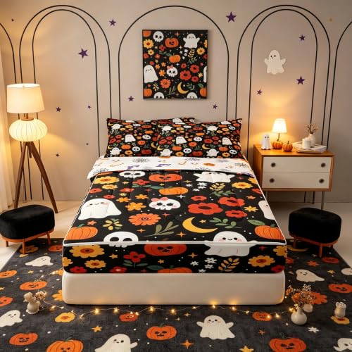 Feelyou Ghost Twin Zipper Comforter Bedding Set for Kids - Halloween Decor
