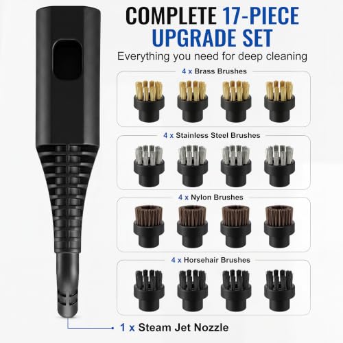 17-Piece Steam Cleaner Accessories Set with Nozzle for Deep Cleaning