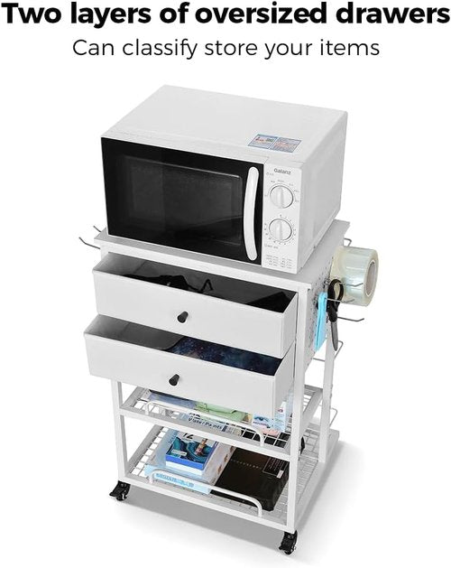 Christmas Wrapping Paper Organizer - Heavy-Duty Storage Cart with 2 Fabric Drawers for Ribbons & Crafts