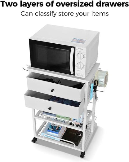 Christmas Wrapping Paper Organizer - Heavy-Duty Storage Cart with 2 Fabric Drawers for Ribbons & Crafts