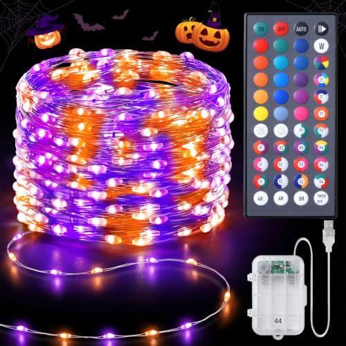 34-Color Battery Operated Twinkle Lights with Remote and USB - 33FT Silver Wire RGB Fairy Lights