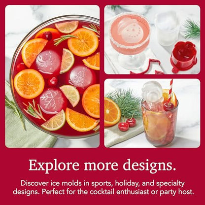 Christmas Ornament Ice Molds Set of 4 - Holiday Cocktail Ice Shapes - Red - Variation of THIS listing