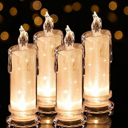 White LED Flameless Candles 4-Pack Battery Operated Halloween Decor