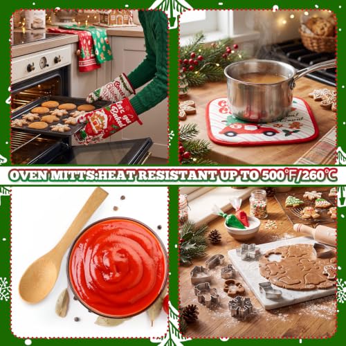 Christmas Oven Mitt Set - Classic Holiday Baking Gift Pack with 12 Styles