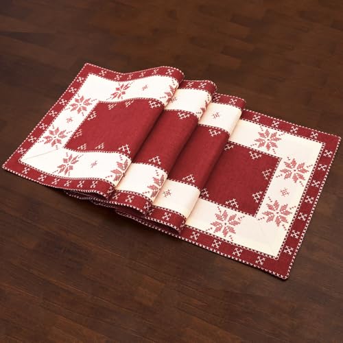 Christmas Snowflake Table Runner 14 x 54 Inch Embroidered Holiday Decor