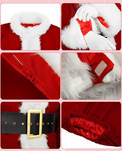 Deluxe Velvet Santa Claus Costume for Men - Dark Red, XX-Large, 9-Piece Set