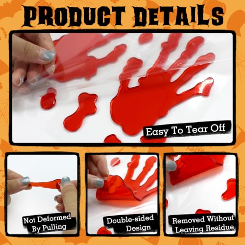 Halloween Bloody Handprint Window Clings - Spooky Horror Decor