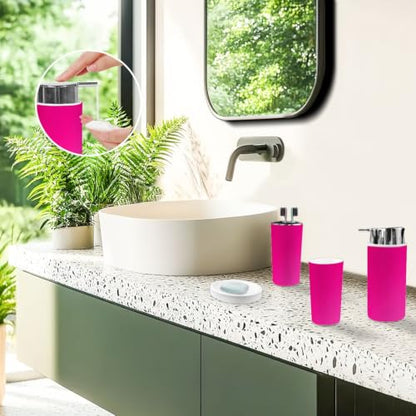 Bathroom Accessory Set 6PCS Bright Solid Hot Pink Gradient with Multi5 Variation