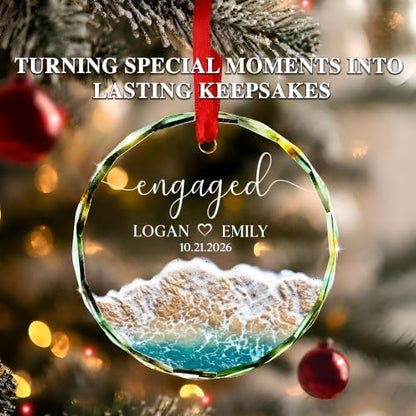 Engagement Ornament 2026 - Custom Just Engaged Christmas Ornament - Variation: Engaged 2