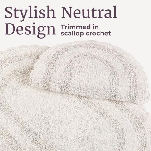 Ivory Reversible Bathroom Rug Set - 2-Piece Cotton Bath Mats, 32x20 & 24x17 Inches