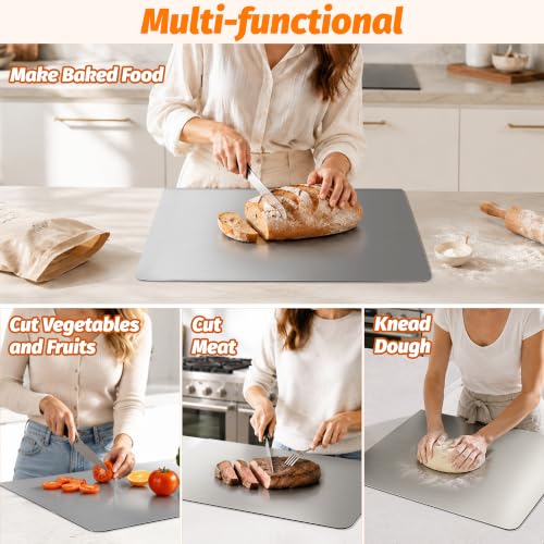 15.7 x 11.9 Inch Stainless Steel Cutting Board with Lip - Kitchen Chopping Surface