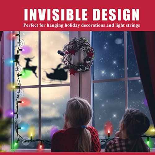 Mini Christmas Light Suction Cups [Set of 30] Small Holiday Light String Hooks Holders, Clear Rope Light Caddy Window Glass Suction Cup Clips Hang Seasonal Lights & Xmas Decorations