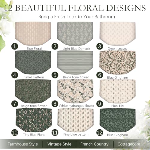 Grandmillennial Felt Toilet Paper Cover Set - Reusable 12 Pcs, Floral Design