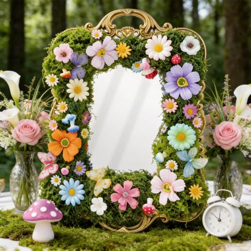 Enchanted Forest Wall Mirror Handmade Moss Fairy Decor