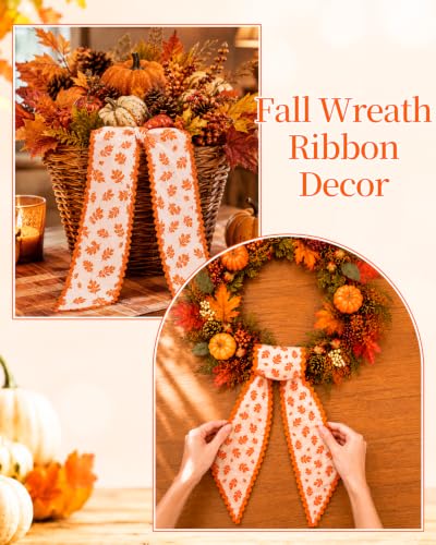 Autumn Wreath Sash Set for Front Door - Fall Decor, 2-Pack