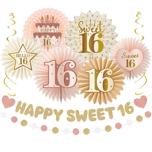 Pink and Champagne Gold Sweet 16 Party Decorations for Girls - Kit