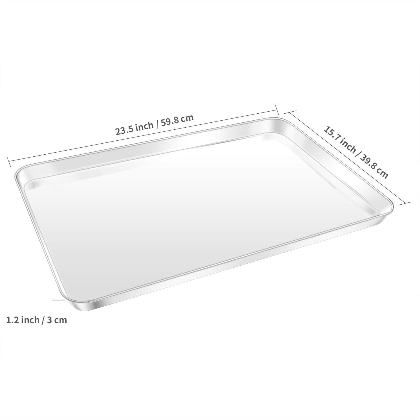 Baking Sheet, Yododo Stainless Steel Baking Pans Tray Cookie Sheet Toaster Oven Tray Pan Cookie Pan, Non Toxic & Healthy, Superior Mirror Finish & Rust Free, Easy Clean & Dishwasher Safe - 23½ inch