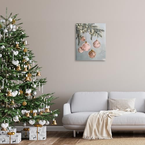Pink Christmas Hanging Wall Art - 24 x 30 Inch Canvas Holiday Decor - Ornament Design - Variation of Christmas Ornaments Pink Hanging / 30"L x 24"W