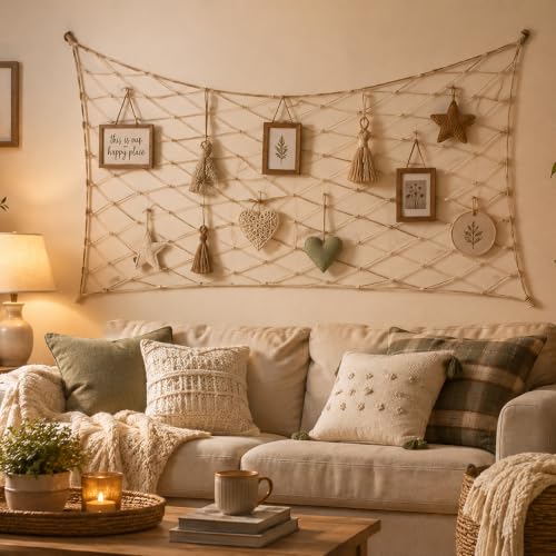Beige 4 Pack Cotton Fish Net Decorations for Parties and Wall Decor - 80 x 40 in