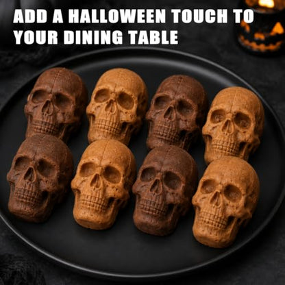 Skull Cake Pan Silicone Mold - 6 Cavity Halloween Baking Mold